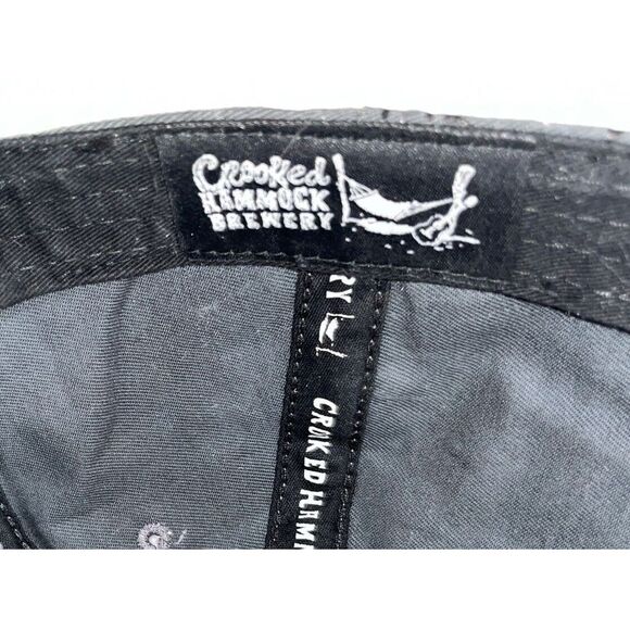 Crooked Hammock Brewery SnapBack Flat Bill Hat Cap Gray/Black EUC - Picture 8 of 8